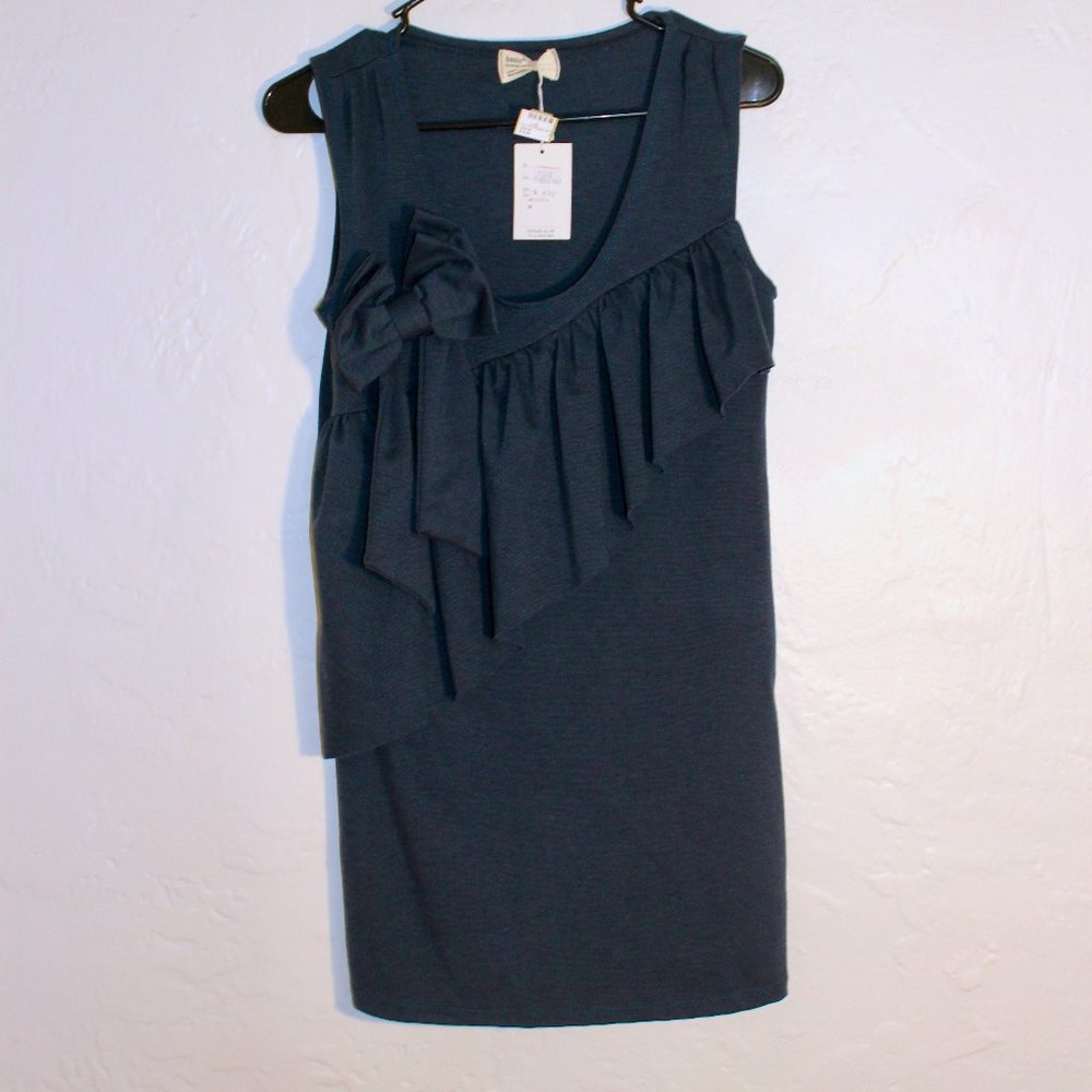 NWT Little Five blue ruffled bow tunic